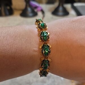 Vintage Gold and Green Frog Bracelet